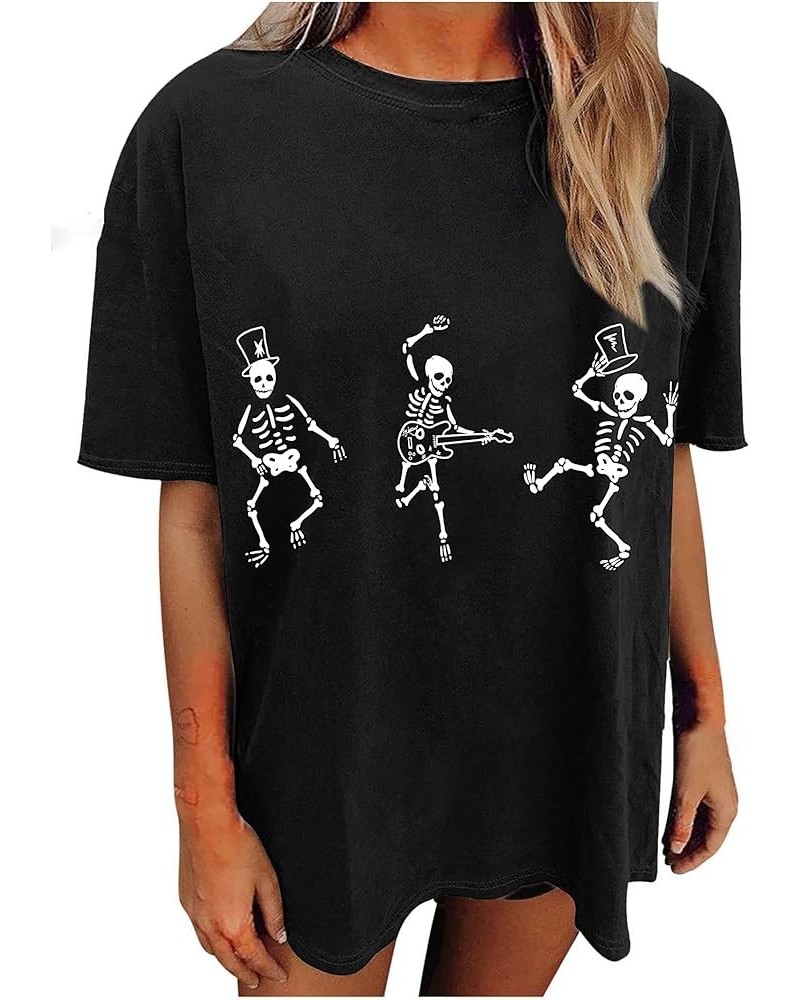 Women's USA Letter Graphic Oversized Tee Short Sleeve Round Neck Casual Loose T Shirt Black B $10.19 Tops