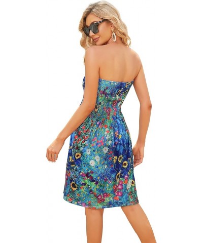 Summer Dresses for Women Beach Cover Ups Strapless Boho Floral Print Sundress Colorful Floral $13.85 Dresses