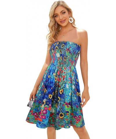 Summer Dresses for Women Beach Cover Ups Strapless Boho Floral Print Sundress Colorful Floral $13.85 Dresses