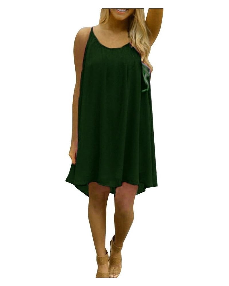 Dress Womens Spaghetti Strap Back Howllow Out Chiffon Beach Short Dress Green 2 $9.11 Dresses