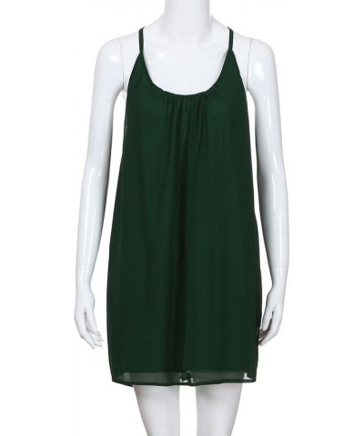 Dress Womens Spaghetti Strap Back Howllow Out Chiffon Beach Short Dress Green 2 $9.11 Dresses