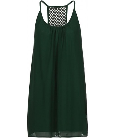 Dress Womens Spaghetti Strap Back Howllow Out Chiffon Beach Short Dress Green 2 $9.11 Dresses