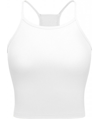 Ribbed Yoga Crop Tank Tops 2-3Pack Slim Fit Workout Camisole White $5.69 Tanks