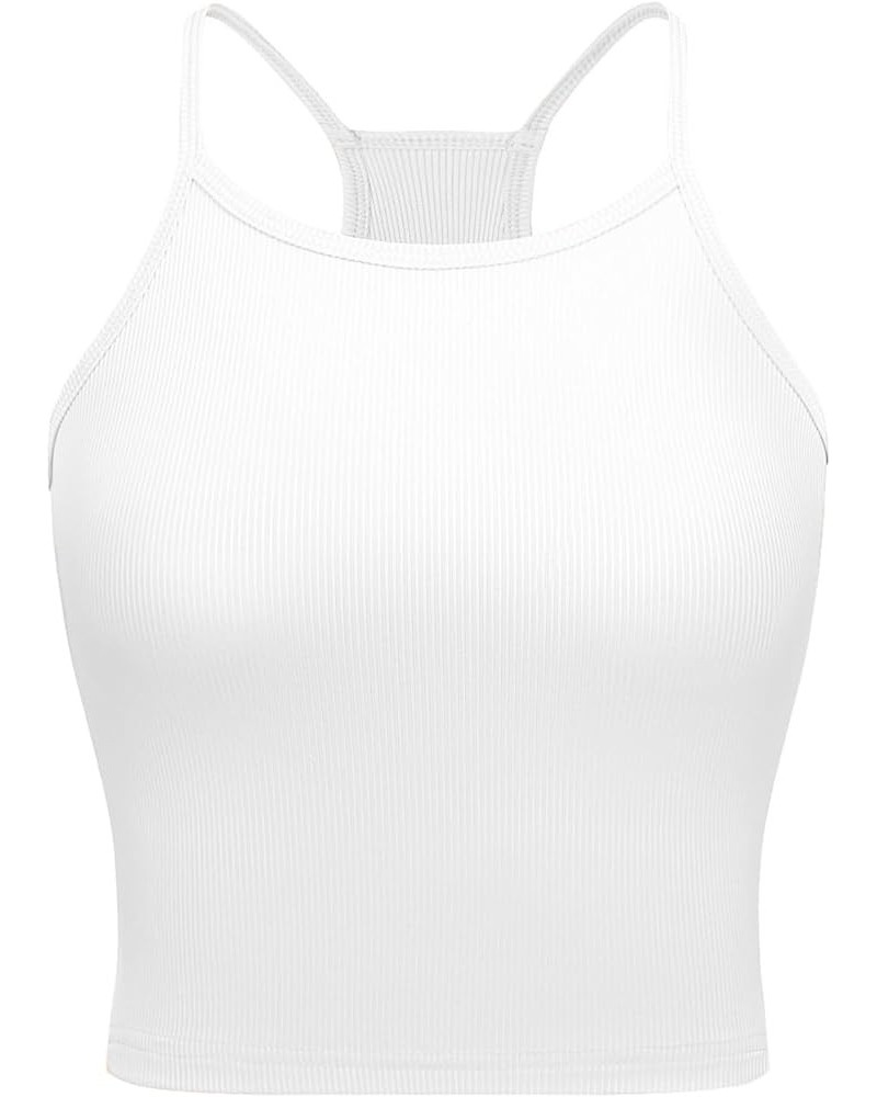 Ribbed Yoga Crop Tank Tops 2-3Pack Slim Fit Workout Camisole White $5.69 Tanks