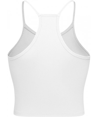 Ribbed Yoga Crop Tank Tops 2-3Pack Slim Fit Workout Camisole White $5.69 Tanks