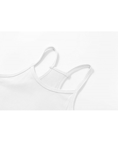 Ribbed Yoga Crop Tank Tops 2-3Pack Slim Fit Workout Camisole White $5.69 Tanks