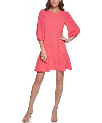 Women's Long Sleeve Faux Wrap Dress Punch $27.33 Dresses