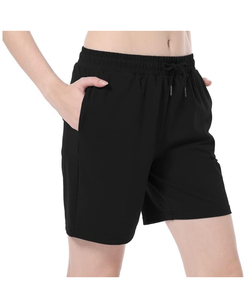 Bermuda Shorts for Women Lounge Active Shorts with Pockets Buttery Soft Yoga Sweat Shorts Workout Casual Black $13.99 Activewear