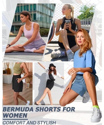 Bermuda Shorts for Women Lounge Active Shorts with Pockets Buttery Soft Yoga Sweat Shorts Workout Casual Black $13.99 Activewear