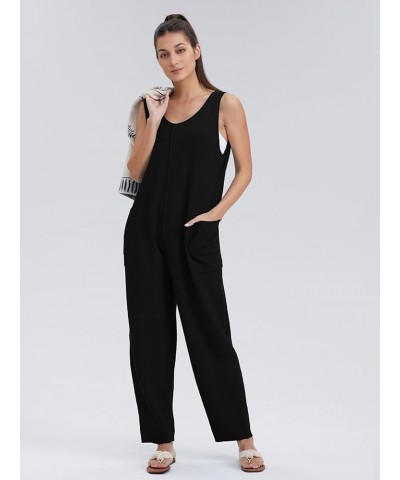 Womens Casual Loose Knit Jumpsuits Sleeveless V Neck Romper with Pocket and Long Pants Overalls for All Seasons Black $25.19 ...