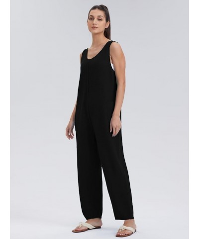 Womens Casual Loose Knit Jumpsuits Sleeveless V Neck Romper with Pocket and Long Pants Overalls for All Seasons Black $25.19 ...