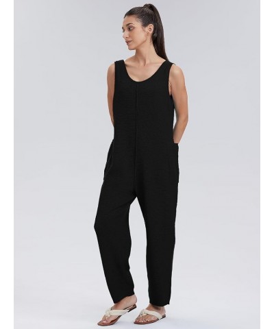 Womens Casual Loose Knit Jumpsuits Sleeveless V Neck Romper with Pocket and Long Pants Overalls for All Seasons Black $25.19 ...