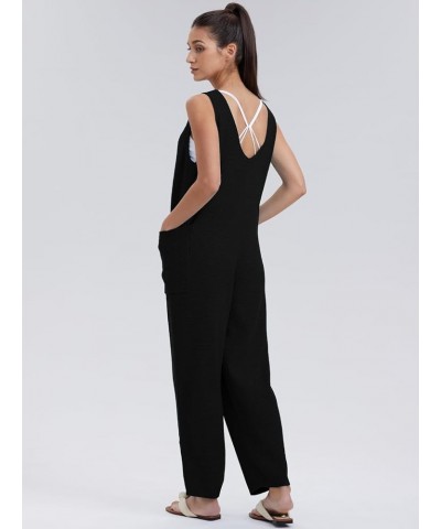 Womens Casual Loose Knit Jumpsuits Sleeveless V Neck Romper with Pocket and Long Pants Overalls for All Seasons Black $25.19 ...