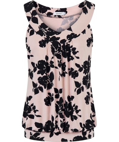 Womens Tank Tops V Neck Tops Cami Shirts Peated Flowy Tunics for Summer Pink Black $16.73 Tanks