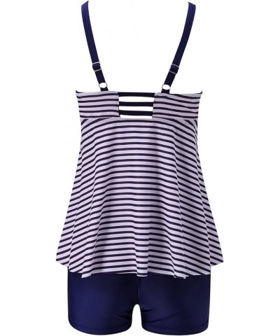 Swimsuit for Women 2024 Plus Size Tankini Swimsuit Two Piece Bathing Suits Tummy Control Swimwear Tank Top with Shorts 04-blu...