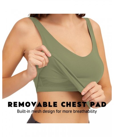 Womens' Sports Bra Longline Workout Tank Tops Yoga Cropped Tops Support with Removable Padded Light Green $9.99 Lingerie