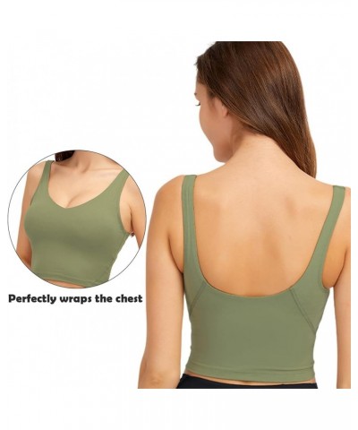 Womens' Sports Bra Longline Workout Tank Tops Yoga Cropped Tops Support with Removable Padded Light Green $9.99 Lingerie