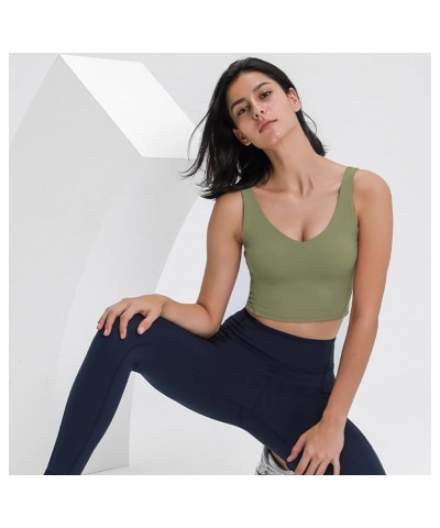 Womens' Sports Bra Longline Workout Tank Tops Yoga Cropped Tops Support with Removable Padded Light Green $9.99 Lingerie