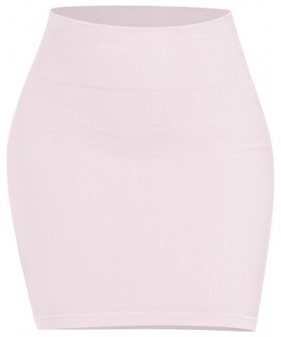 3-Pack Seamless Mini Skirt for Women Ribbed High Waisted Bodycon Basic Pencil Skirts Pink Lace-1 Pack $9.35 Skirts