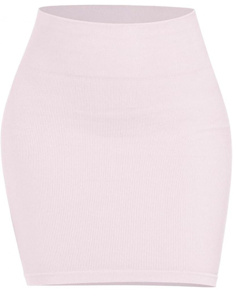 3-Pack Seamless Mini Skirt for Women Ribbed High Waisted Bodycon Basic Pencil Skirts Pink Lace-1 Pack $9.35 Skirts