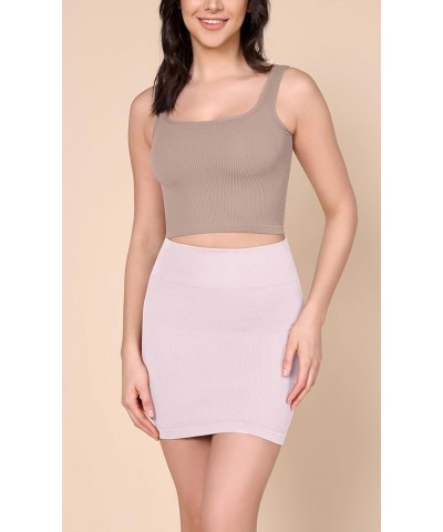 3-Pack Seamless Mini Skirt for Women Ribbed High Waisted Bodycon Basic Pencil Skirts Pink Lace-1 Pack $9.35 Skirts