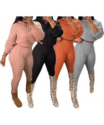 Womens Fall Knit 2 Piece Outfits Sweater Shirt Top and Bodycon Pants Casual Jumpsuit Romper Plus Size Cn-orange $19.27 Active...