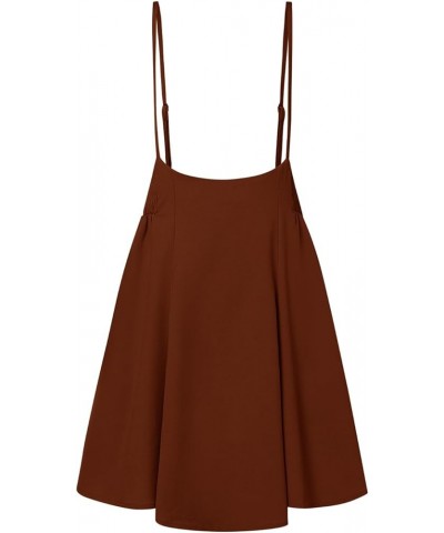 Women's Suspender Skirts Basic High Waist Versatile Flared Skater Skirt Overall Dress A-caramel Brown $17.20 Skirts