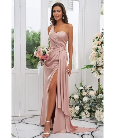 Women's One Shoulder Bridesmaid Dresses Waist Pleated Mermaid Prom Dresses Formal Black $33.32 Dresses