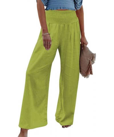 Linen Pants Women Wide Leg Pants High Waist Palazzo Lounge Pant 2024 Summer Beach Boho Casual Trousers with Pockets A3-mint G...