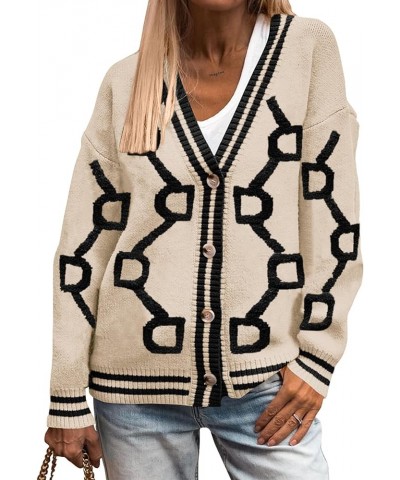 Women's Fall Chunky Knit Cardigan Sweaters Casual Open Front Button Up Winter Coats Outerwear Khaki Black $26.46 Sweaters