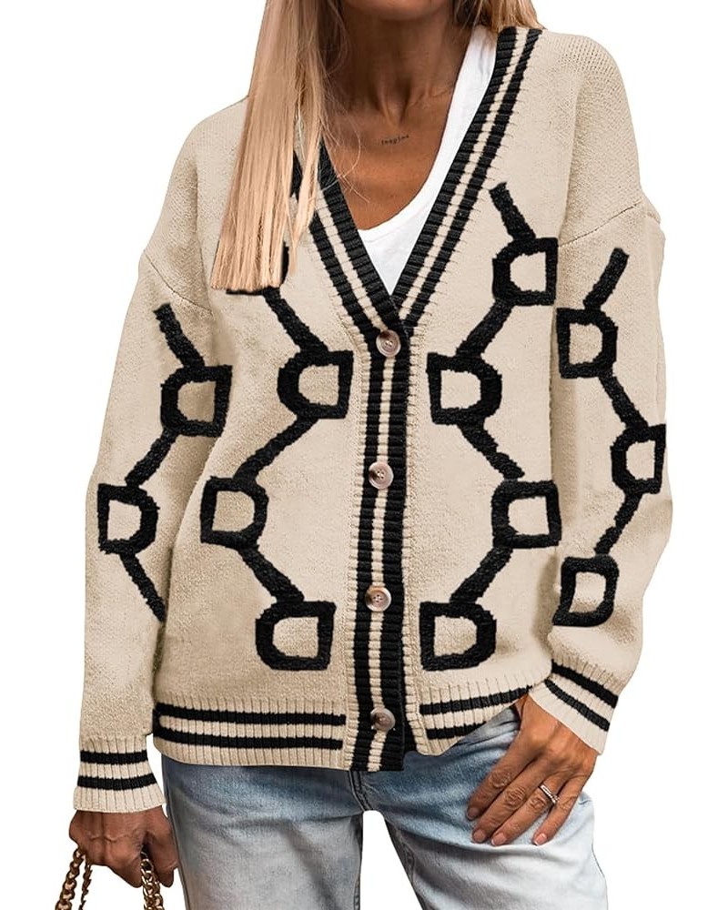 Women's Fall Chunky Knit Cardigan Sweaters Casual Open Front Button Up Winter Coats Outerwear Khaki Black $26.46 Sweaters