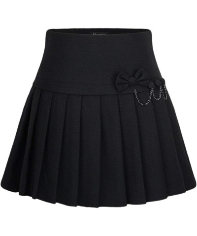 Women's A-Line Plaid Wool Blend Pleated Skirt Side Zipper 65black $14.83 Skirts