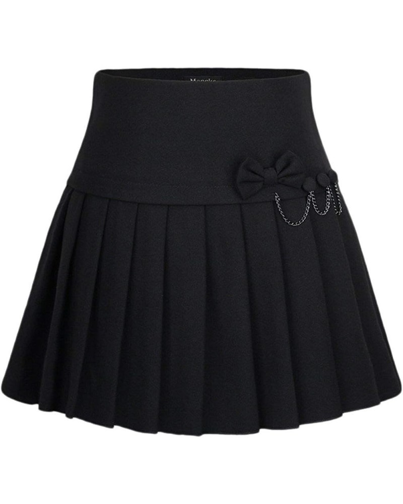 Women's A-Line Plaid Wool Blend Pleated Skirt Side Zipper 65black $14.83 Skirts