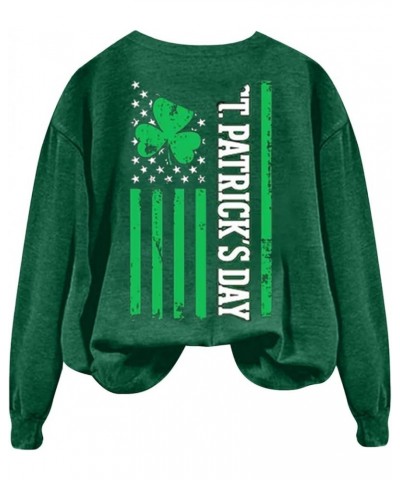 St Patricks Day Shirt Graphic Long Sleeve Plus Size Shamrock Tops Casual Green Irish Crewneck Sweatshirts Trendy Z08 Army Gre...