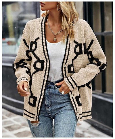 Women's Fall Chunky Knit Cardigan Sweaters Casual Open Front Button Up Winter Coats Outerwear Khaki Black $26.46 Sweaters