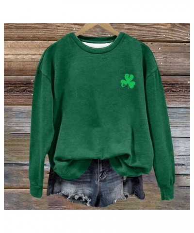 St Patricks Day Shirt Graphic Long Sleeve Plus Size Shamrock Tops Casual Green Irish Crewneck Sweatshirts Trendy Z08 Army Gre...