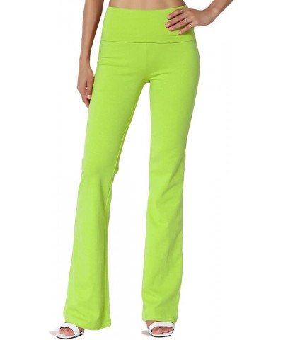 Women's Basic Foldover Waistband Comfy Stretch Cotton Boot Cut Lounge Yoga Pants Green $13.91 Activewear