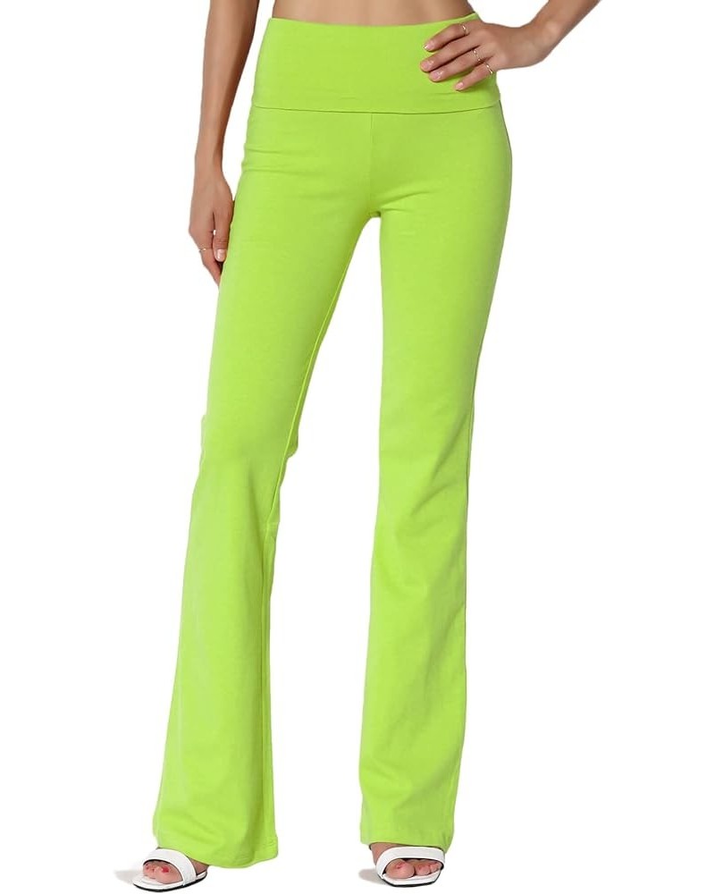 Women's Basic Foldover Waistband Comfy Stretch Cotton Boot Cut Lounge Yoga Pants Green $13.91 Activewear