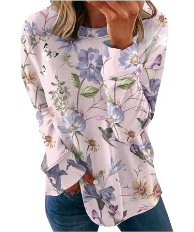 Long Sleeve Shirts for Women Crewneck Sweater Tops Printed Trendy Shirt Casual Pullover Loose Fit Sweatshirts Blouse 8-waterm...