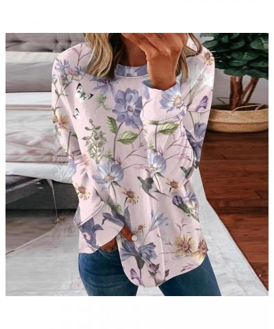 Long Sleeve Shirts for Women Crewneck Sweater Tops Printed Trendy Shirt Casual Pullover Loose Fit Sweatshirts Blouse 8-waterm...