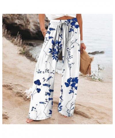 Women's Loose Fitting Pants Fluttering Summer High Waist Drawstring Printed Casual Pants Sweatpants Pants, S-3XL 6-light Blue...