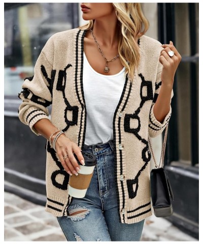 Women's Fall Chunky Knit Cardigan Sweaters Casual Open Front Button Up Winter Coats Outerwear Khaki Black $26.46 Sweaters