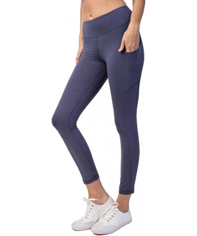 Full Length High Waist Super Soft Workout Yoga Fitness Pants with Optional Pockets Vintage Denim - Pocket $12.83 Activewear