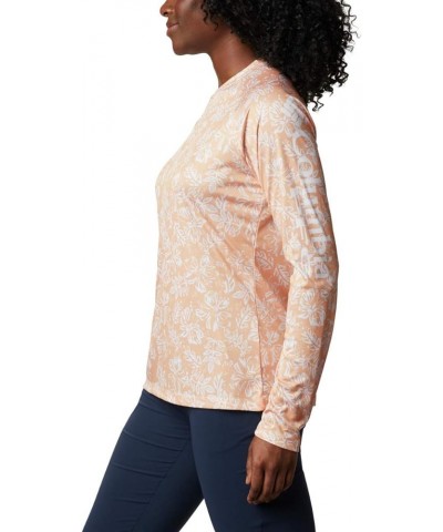 Women's Super Tidal Tee Long Sleeve Light Juice Archive Palms Print $22.24 Activewear