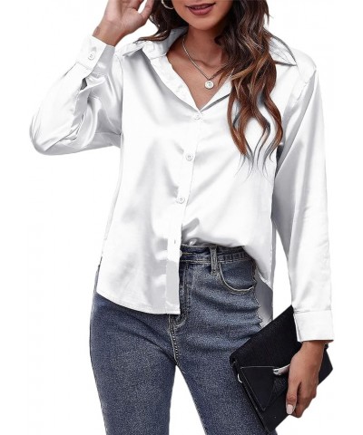 Womens Long Sleeve Button Down Shirts Work Business Casual Blouses Tops White 10 $12.50 Blouses