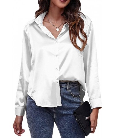 Womens Long Sleeve Button Down Shirts Work Business Casual Blouses Tops White 10 $12.50 Blouses