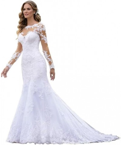 Women's Mermaid Wedding Dresses for Bride Sexy Tiered Ruffle Open Lace Appliques Bridal Gowns Style E-white $49.35 Dresses