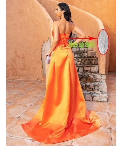 Women's Prom Dresses with Slit Strapless Sparkly Mermaid Pleated Beading Stain Formal Evening Gowns Dusty Rose $33.21 Dresses