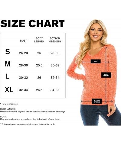 Woman's Workout T Shirt – Long Sleeve V Neck Slim Fit Stretch Casual Active Athletic Sports Basic Tee Top Tshirt Act Orange $...