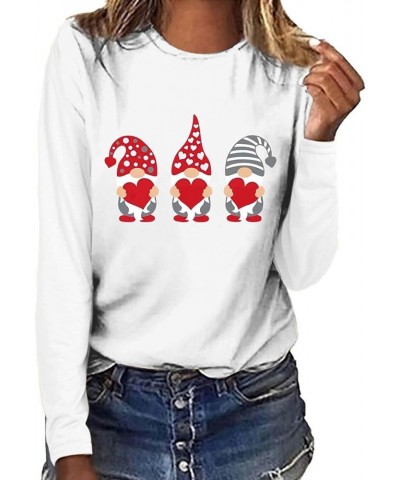 Tops for Women 3/4 Sleeves Trendy Heart Wine Glass Printed Valentine Sweatshirt Crew Neck Love Heart Graphic Tee Top 4-white ...